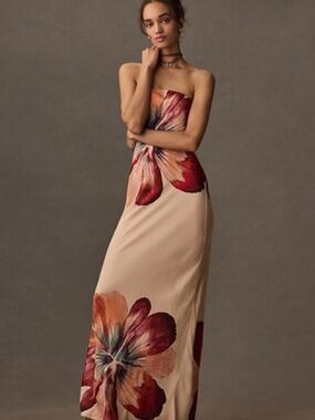 Anthropologie The Fleur Strapless Satin Maxi Slip Dress NWT XL Summer Wedding